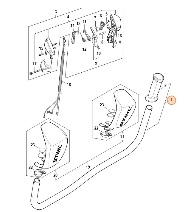 Uchwyt rurowy do urządzeń spalinowych STIHL : FS 361 C-EM, FS 411 C-EM, FS 261